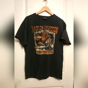 Harley Davidson Shirt Mens Large Black Savannah Graphic Motorcycle Tee